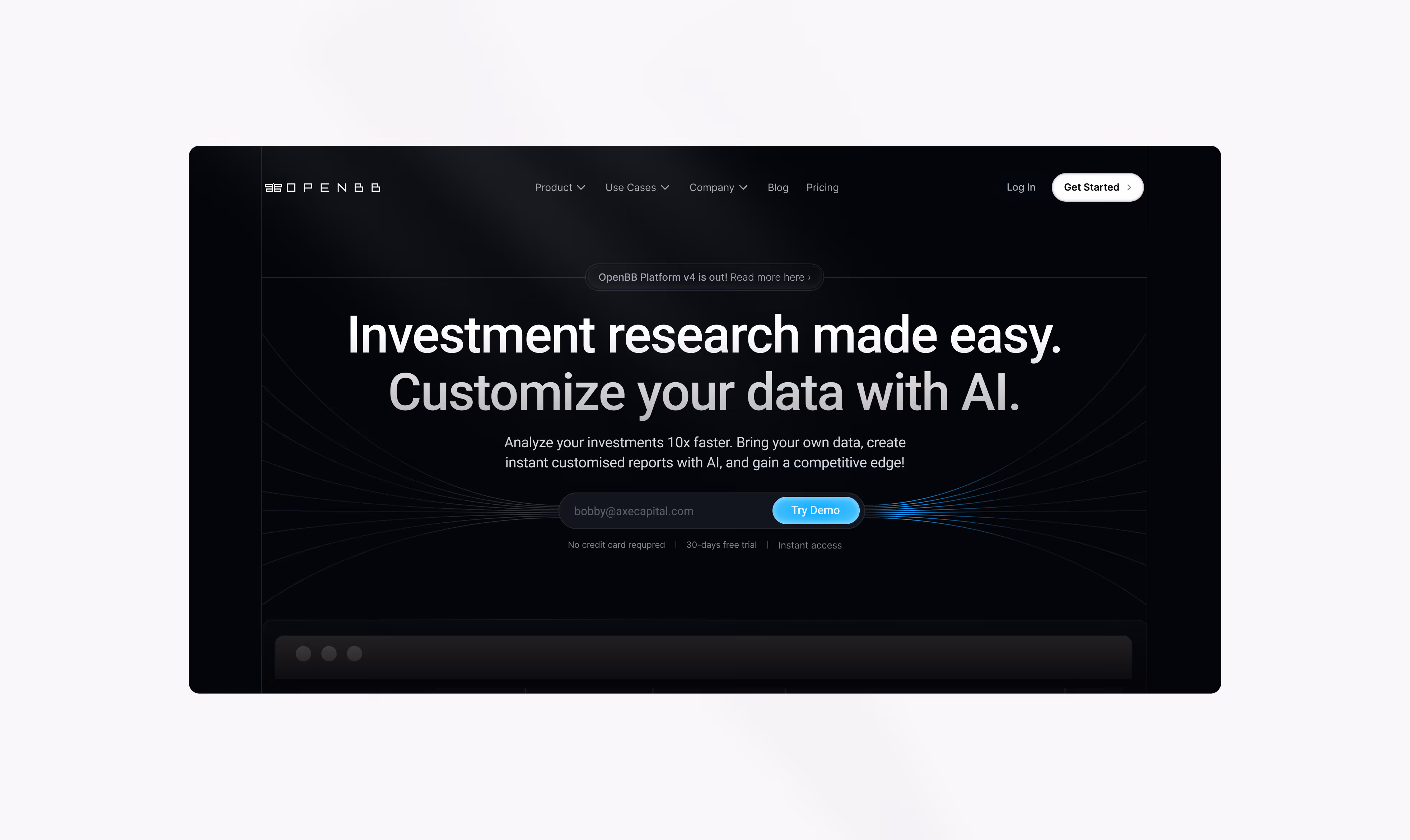 Designvorschau der OpenBB-Plattform von 90five